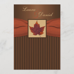PRINTED RIBBON Autumn Leaf Stripes Wedding Invite