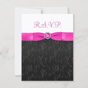 PRINTED RIBBON Black, Hot-Pink, White RSVP Card