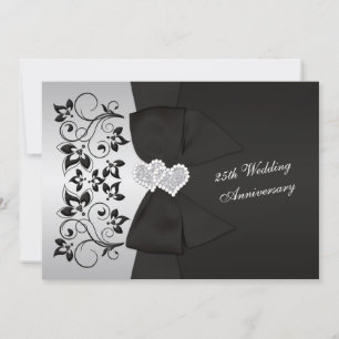 PRINTED RIBBON Black, Silver 25th Anniversary Invitation