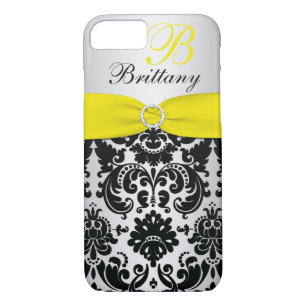 PRINTED RIBBON Black Yellow Silver Damask iPhone 7 iPhone 8/7 Case