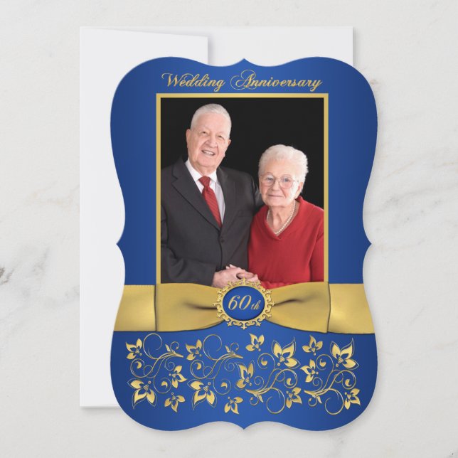 PRINTED RIBBON Fancy Shape 60th Anniversary Invite (Front)