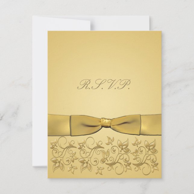 PRINTED RIBBON Gold RSVP Card (Front)