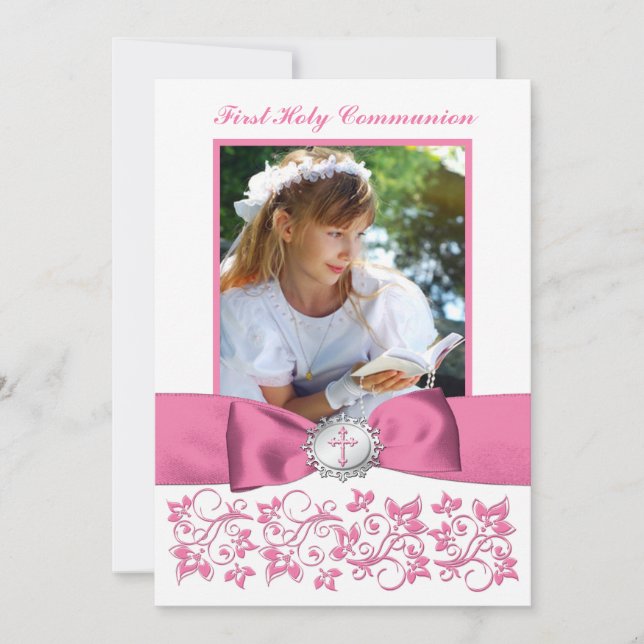 PRINTED RIBBON Holy Communion Photo Thank You (Front)