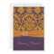 PRINTED RIBBON Purple Orange Damask Wedding Invite