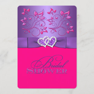 PRINTED RIBBON Purple, Pink Bridal Shower Invite