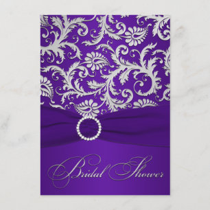 PRINTED RIBBON Purple, Silver Bridal Shower Invite