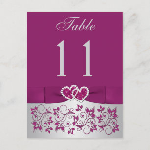 PRINTED RIBBON Purple Silver Table Number Postcard