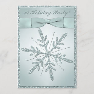 PRINTED RIBBON Snowflake Holiday Party Invitation