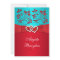 PRINTED RIBBON Turquoise Red Floral Wedding Invite