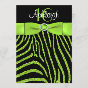 PRINTED RIBBON Zebra 16th Birthday Invitation