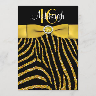 PRINTED RIBBON Zebra 16th Birthday Invitation