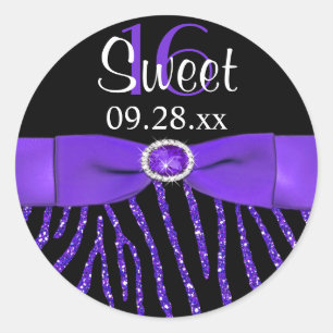 PRINTED RIBBON Zebra Sweet 16 Favour Sticker