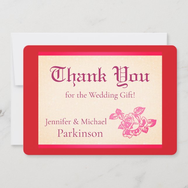 Printed Rose Thank You Card (Front)