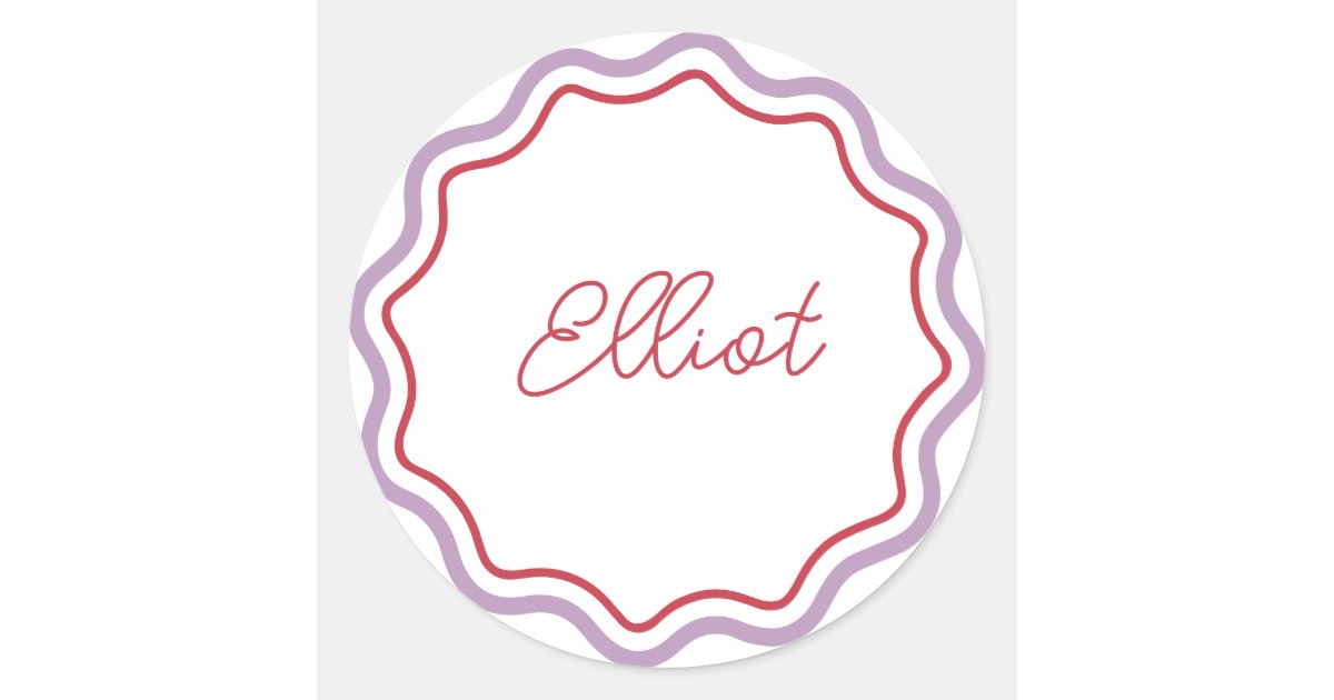 Printed Round Stickers Personalised Curvy Wavy | Zazzle