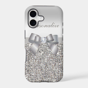 Printed Silver Sequins, Bow & Diamond
