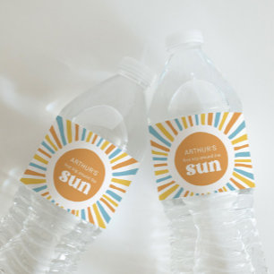 Printed Sun Birthday Water Bottle Labels