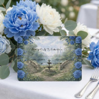 Printed Watercolor Castle Garden Fountain