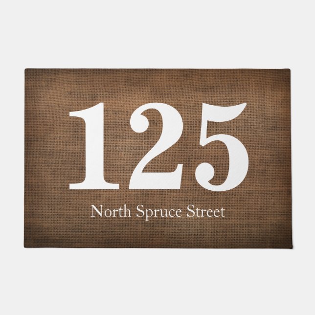 Printed Woven Texture Street Address Personalized Doormat (Front)