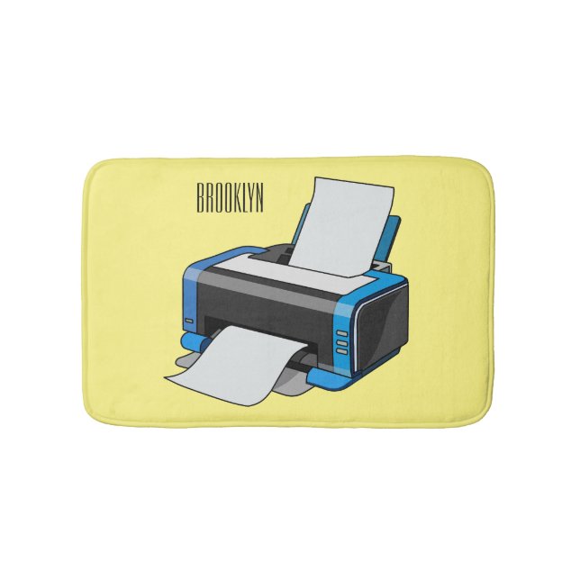 Printer cartoon illustration bath mat (Front)