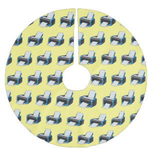 Printer cartoon illustration brushed polyester tree skirt