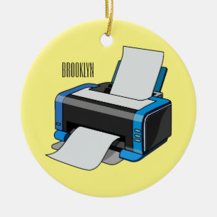 Printer cartoon illustration ceramic ornament