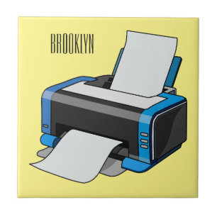 Printer cartoon illustration ceramic tile