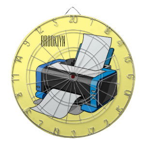 Printer cartoon illustration dartboard