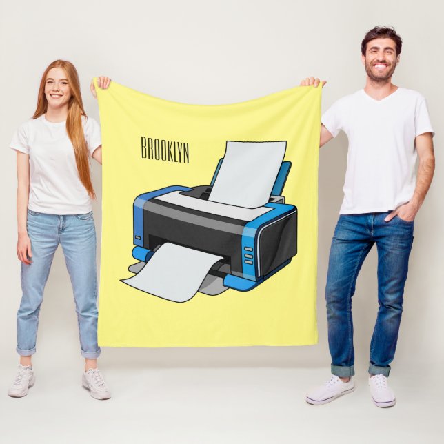 Printer cartoon illustration fleece blanket (In Situ)