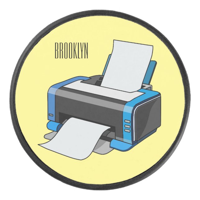 Printer cartoon illustration hockey puck (Front)