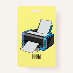 Printer cartoon illustration ID badge