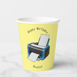 Printer cartoon illustration paper cups