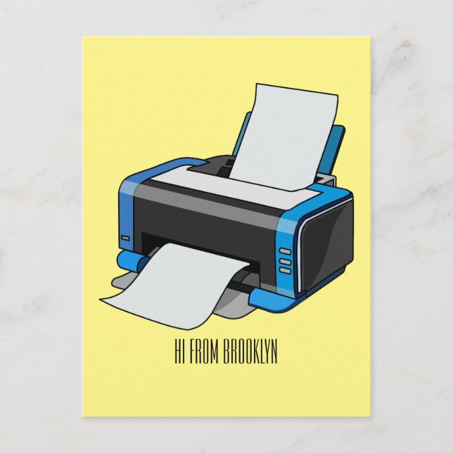 Printer cartoon illustration postcard (Front)