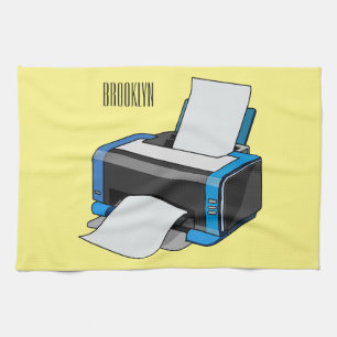 Printer cartoon illustration tea towel