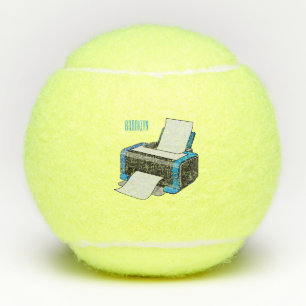 Printer cartoon illustration tennis balls
