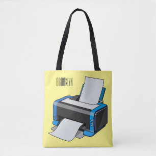 Printer cartoon illustration tote bag
