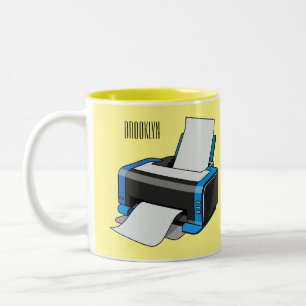 Printer cartoon illustration Two-Tone coffee mug