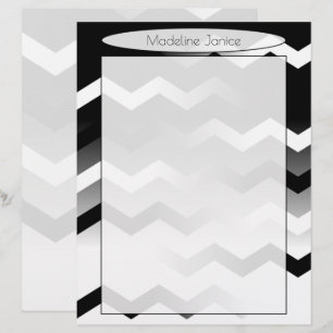 Printer-Sized Black and White Chevron Stationery Custom Letterhead