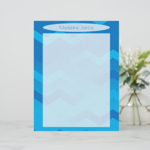 Printer-Sized Blue Chevron Stationery Custom Letterhead