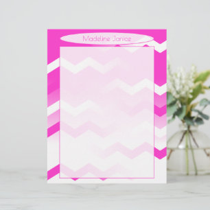 Printer-Sized Magenta and White Chevron Stationery Custom Letterhead