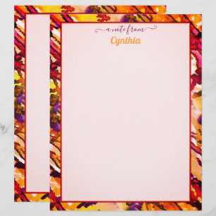 Printer-Sized Orange & Red Abstract Watercolor Custom Letterhead