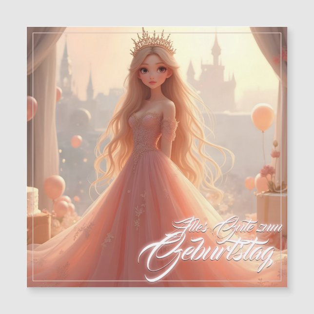 Prinzessin Geburtstagskarte in Rosa (Front)
