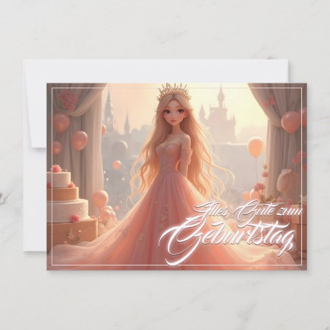 Prinzessin Geburtstagskarte in Rosa (Front)