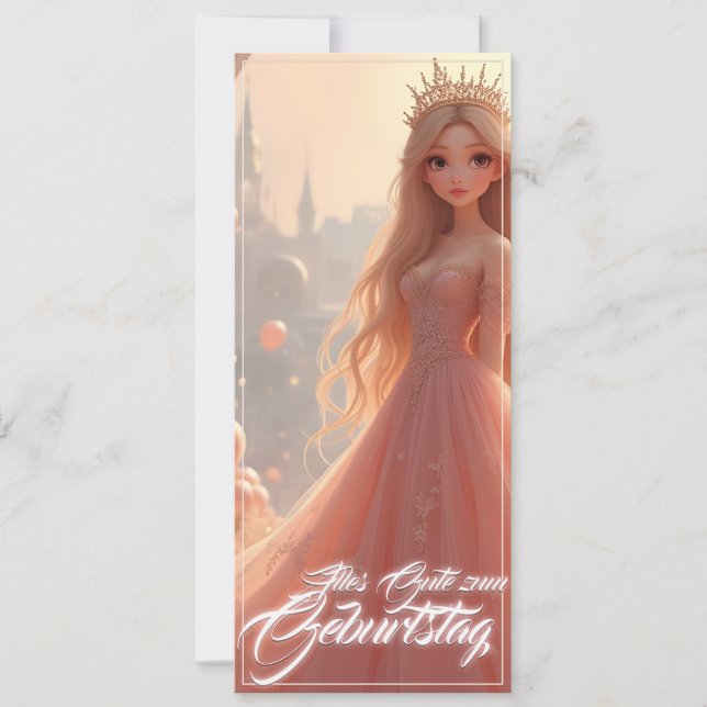 Prinzessin Geburtstagskarte in Rosa (Front)