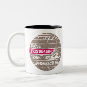 Prinzessin trägt Wanderschuhe, Sonnenuntergang Two-Tone Coffee Mug