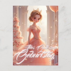 Prinzessin zum Geburtstag im rosa Traumkleid Holiday Postcard