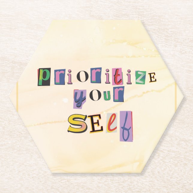 Prioritise Yourself Paper Coaster (Front)