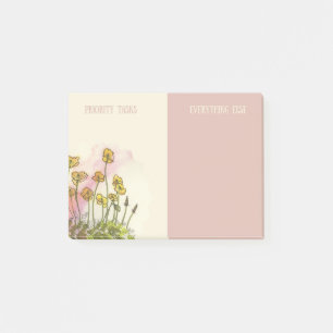 Priority Task, Pink & Yellow Wildflower List Maker Post-it Notes