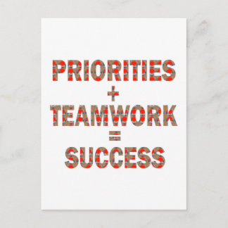 PRIORITY Teamwork Success Wisdom LOWPRICE GIFTS Postcard