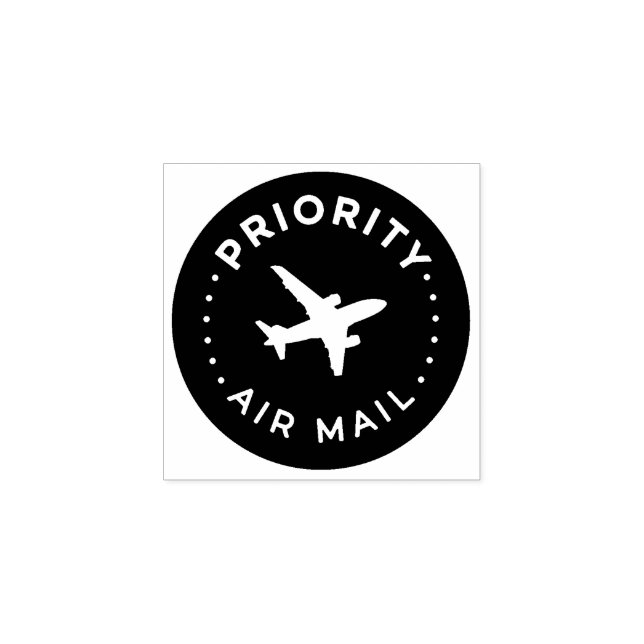 PRIORITY VIA AIR MAIL Airplane airplane Rubber Sta Rubber Stamp (Imprint)