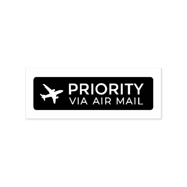 PRIORITY VIA AIR MAIL Airplane airplane Rubber Sta Stamp (Imprint)